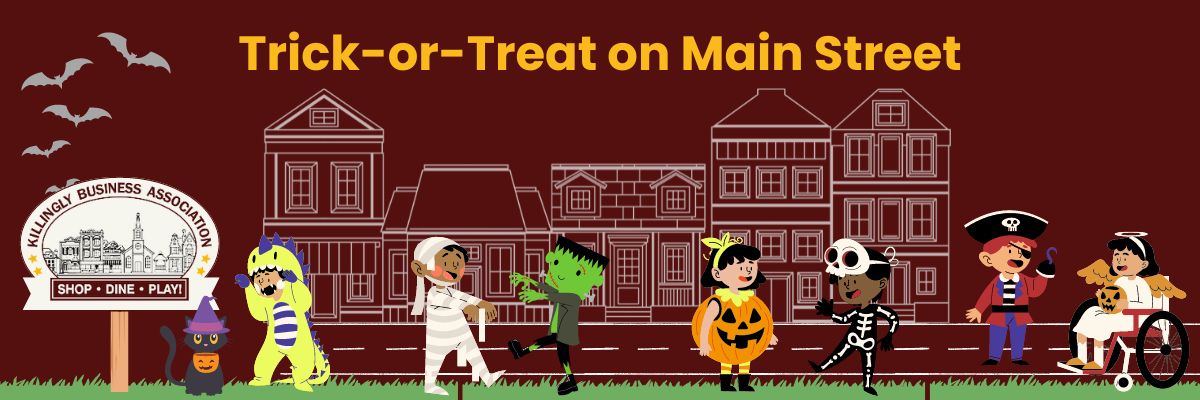 Organizer artwork for Killingly’s October 24, 2026 trick-or-treating and Spooktacular light-parade event.