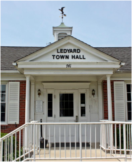 File photo: Ledyard Town Hall at 741 Colonel Ledyard Highway. Not the former Loftus Wellfield property or a photograph of the hearing.