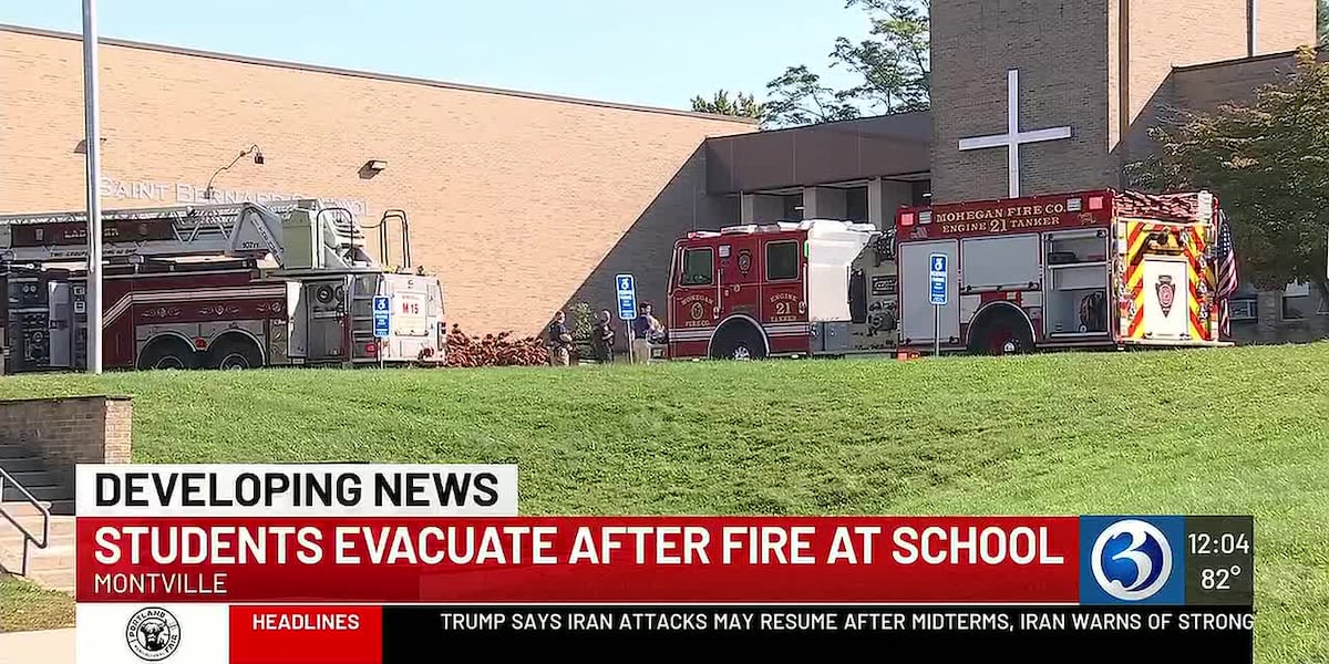 Fire apparatus outside Saint Bernard School in WFSB’s October 2 fire coverage.