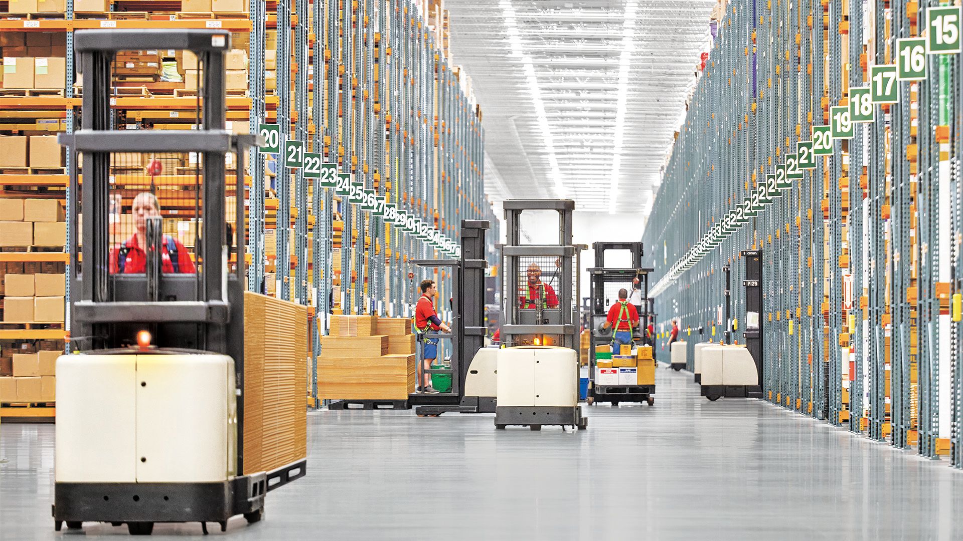 Company file photo: Uline warehouse operations. The photograph’s location is not identified.