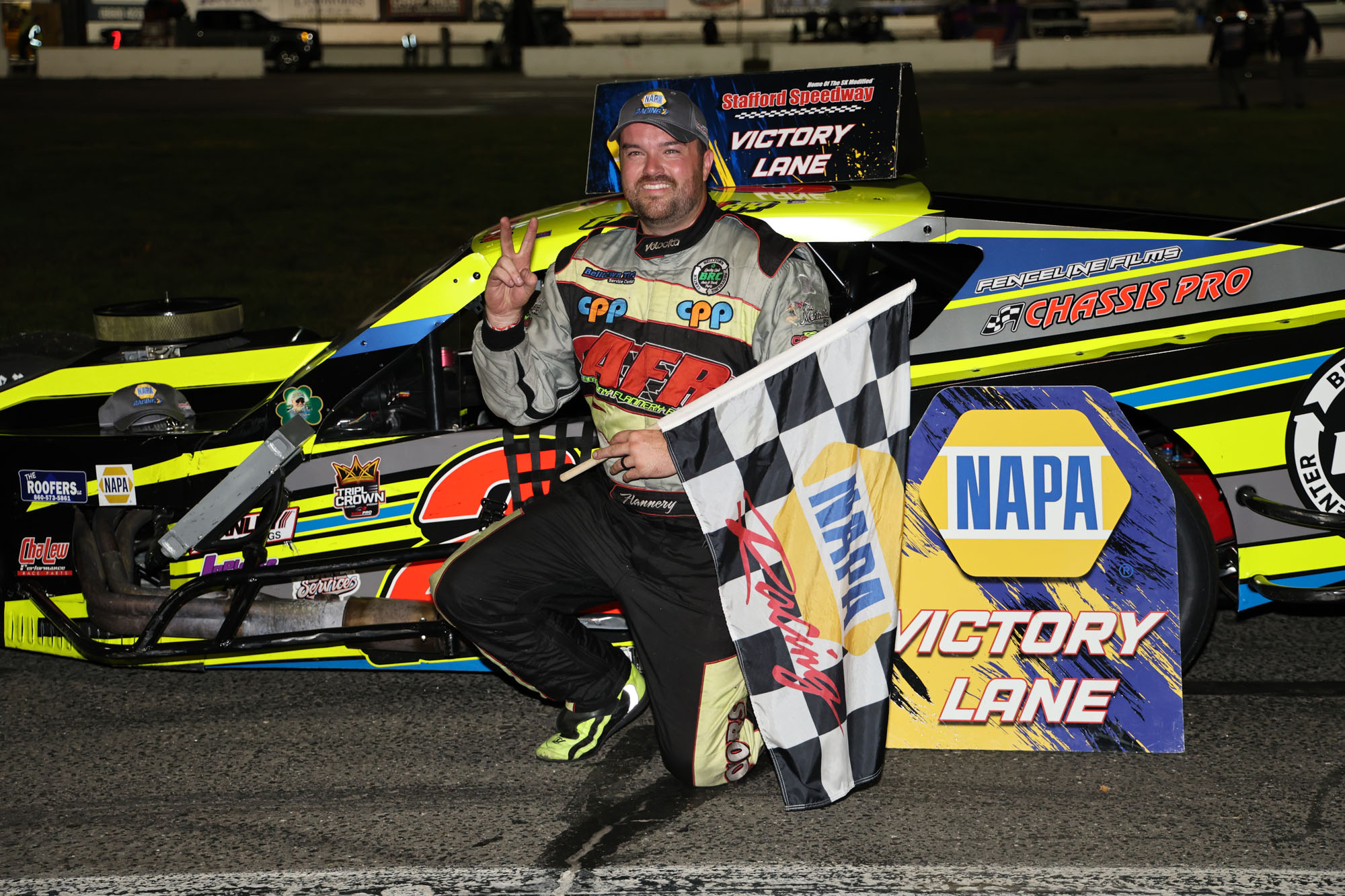 Victory Lane photograph from Stafford Motor Speedway’s October 2, 2026 Championship Night report.