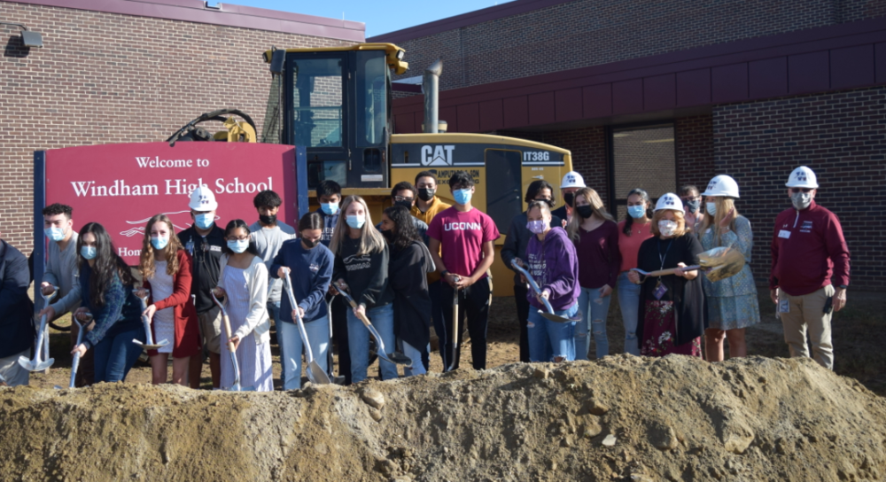 Archive photo: an earlier Windham High School renovation groundbreaking. Not the 2026 attendance grant announcement.
